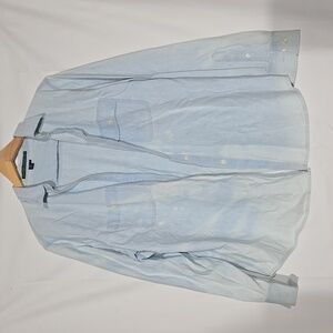 Distressed Bleached Lauren Ralph Chambray Button Up Shirt Size Xl